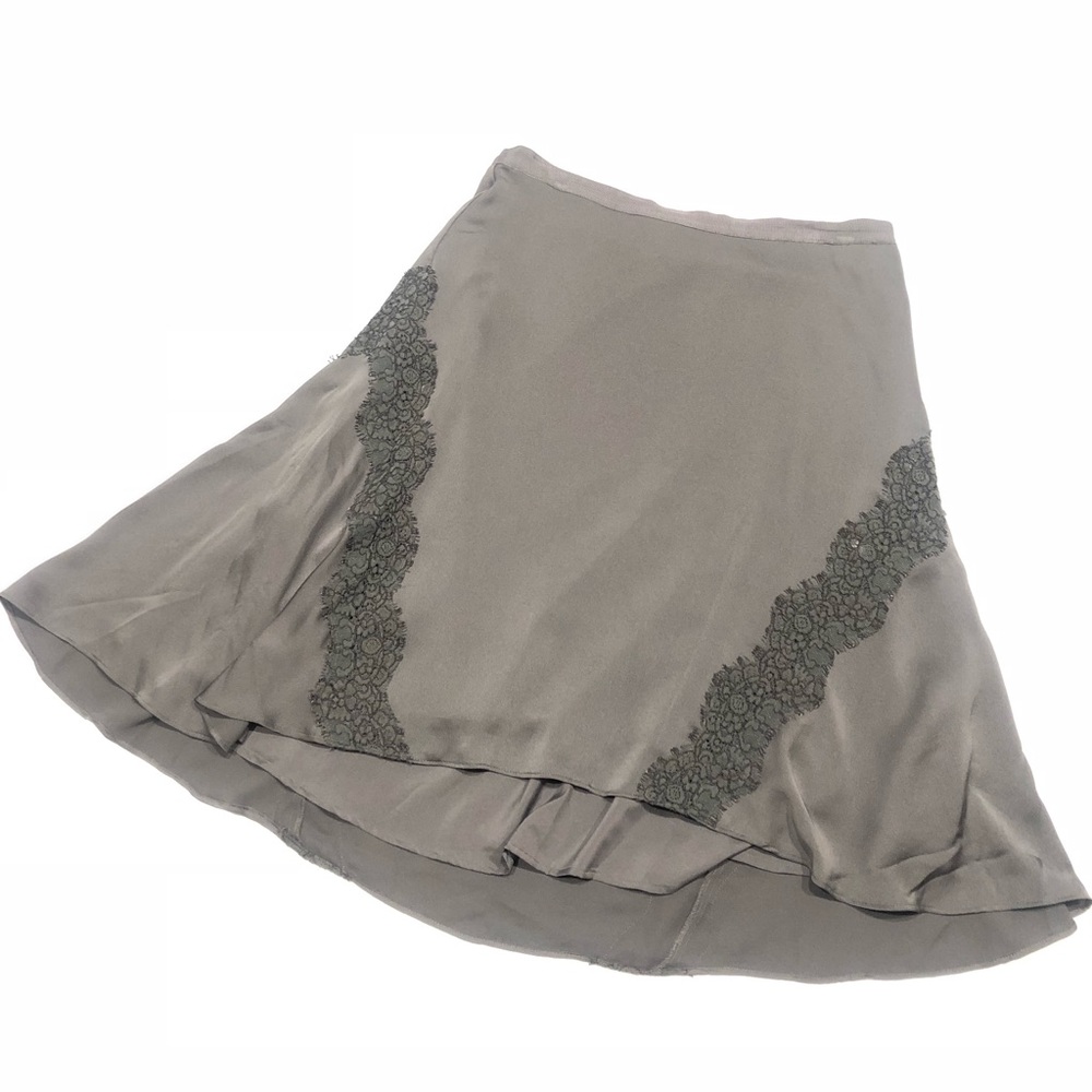 Banana Republic Gray Midi Skirt with Black Lace